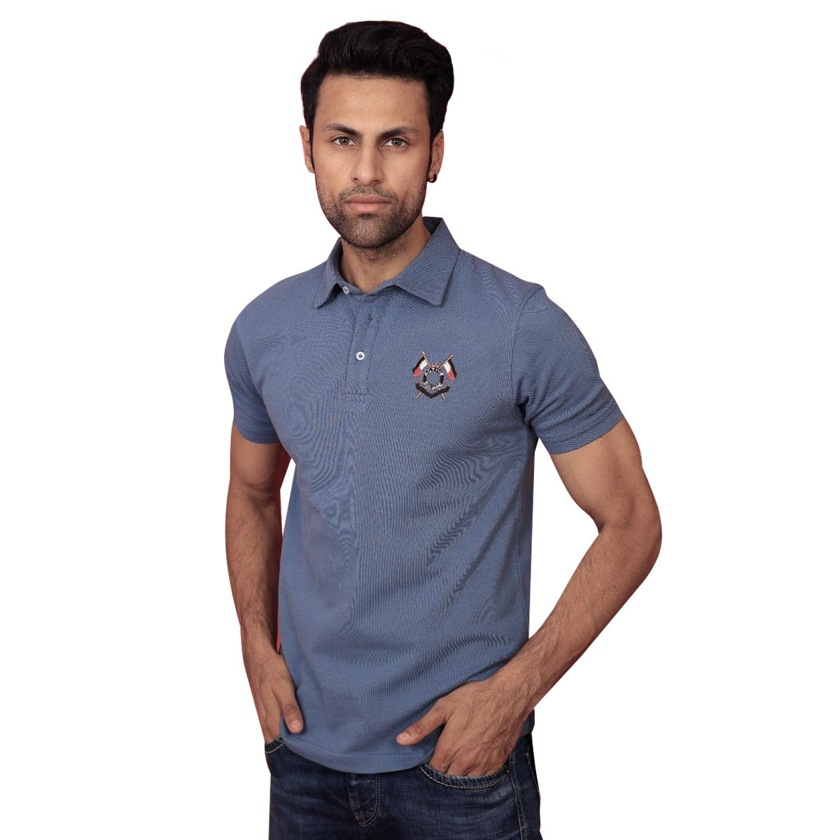 Signature Embroidered Men Polo - Gray