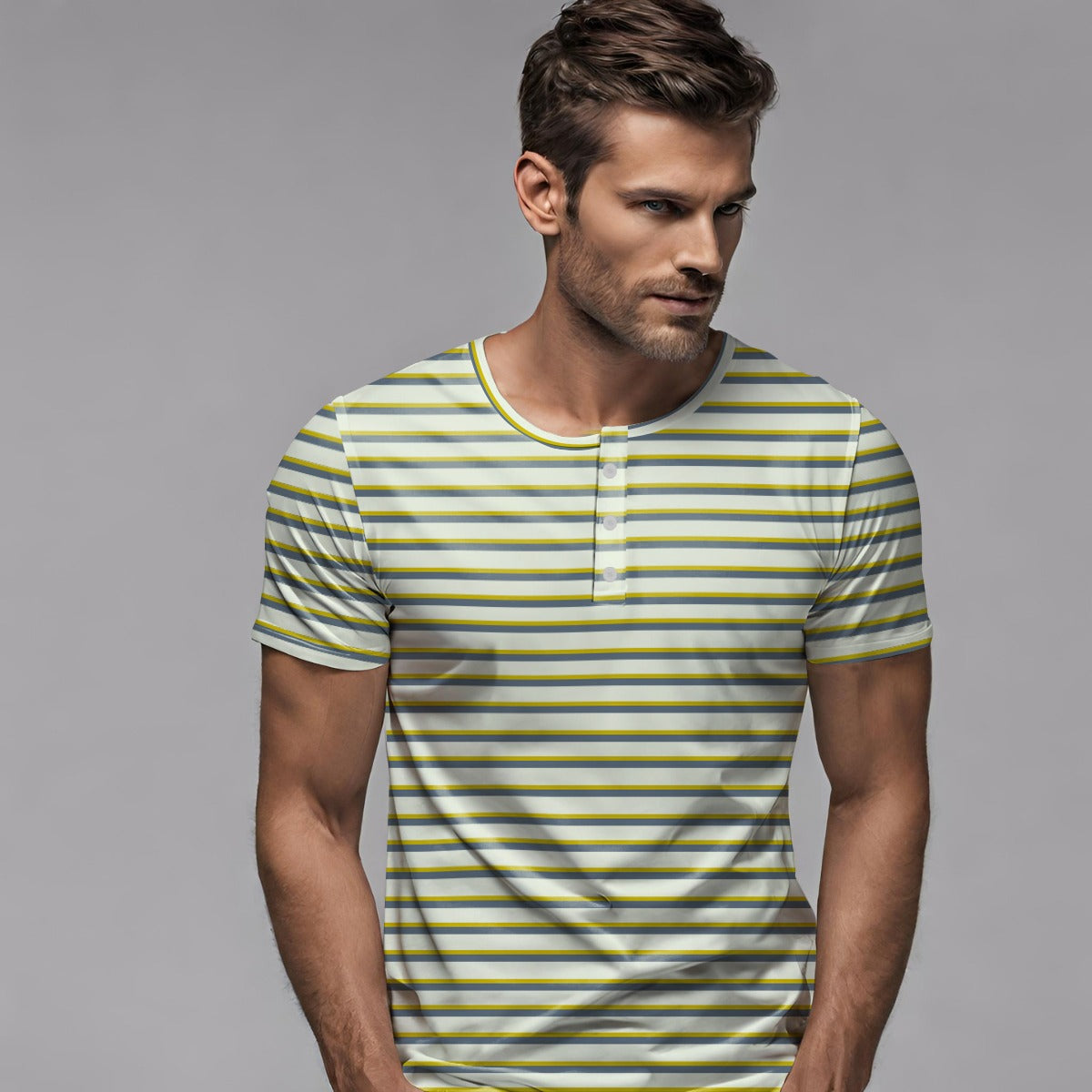 Men Henley Tee Shirt - Striper