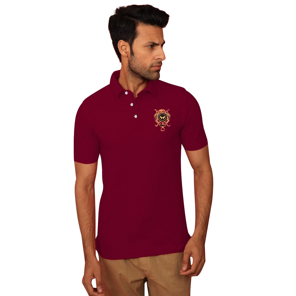 Signature Embroidered Men Polo - Maroon