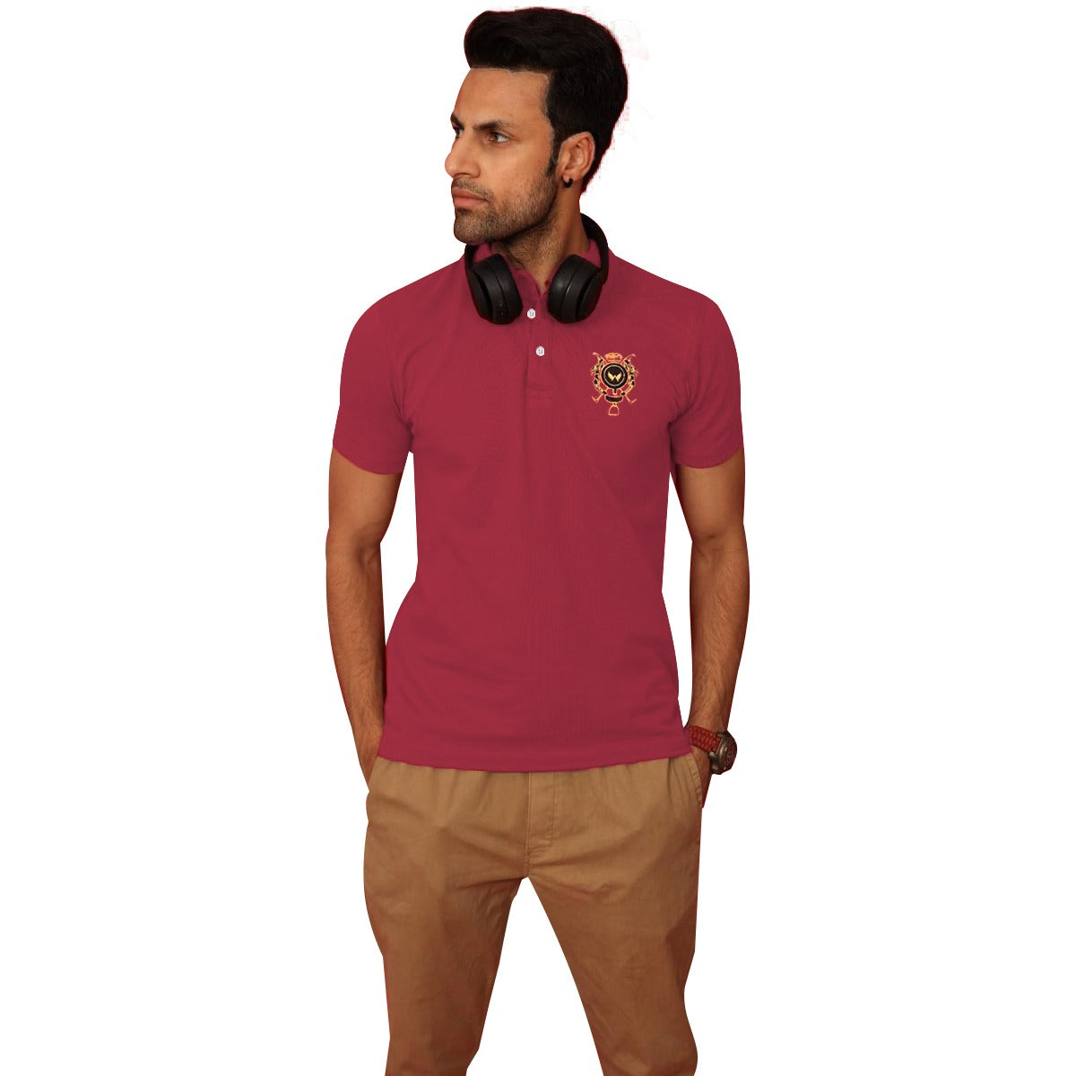 Signature Embroidered Men Polo - Red