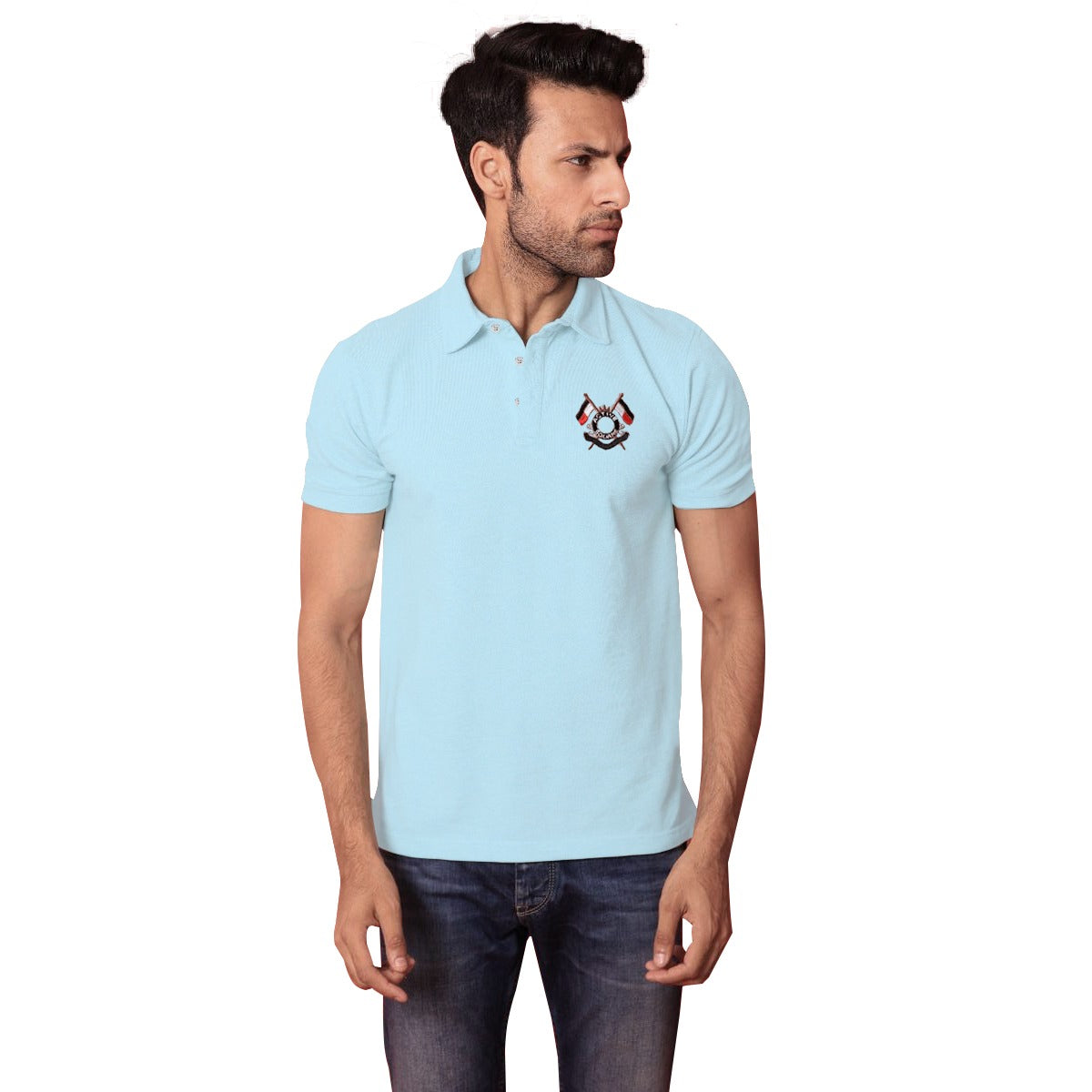 Signature Embroidered Men Polo - Sky