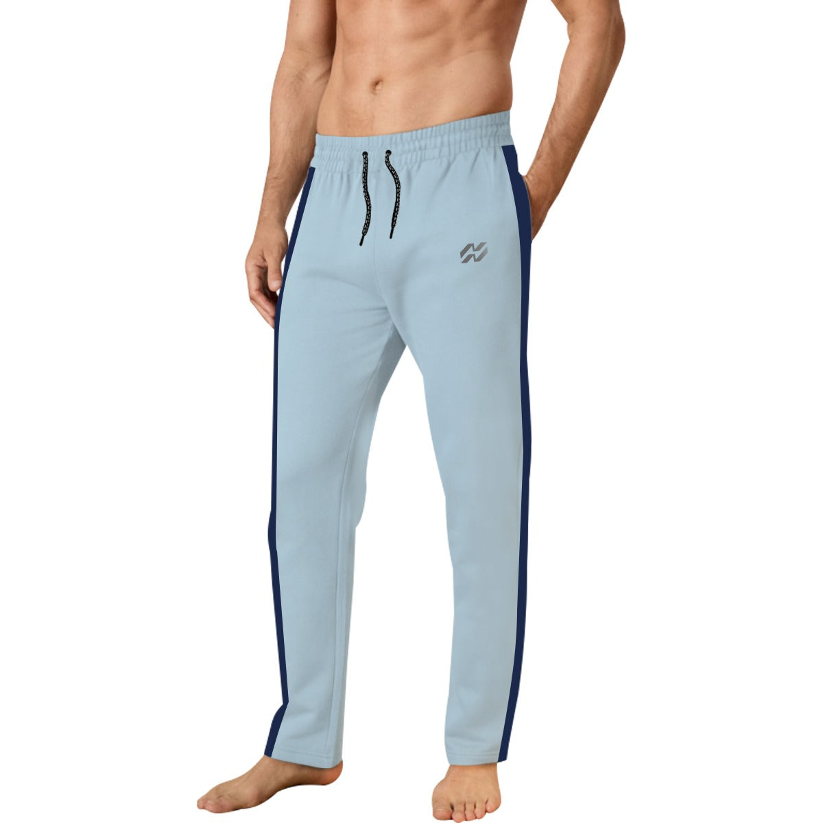 Men Soft Cotton Relax Fit Panel Trouser - Sea Blue