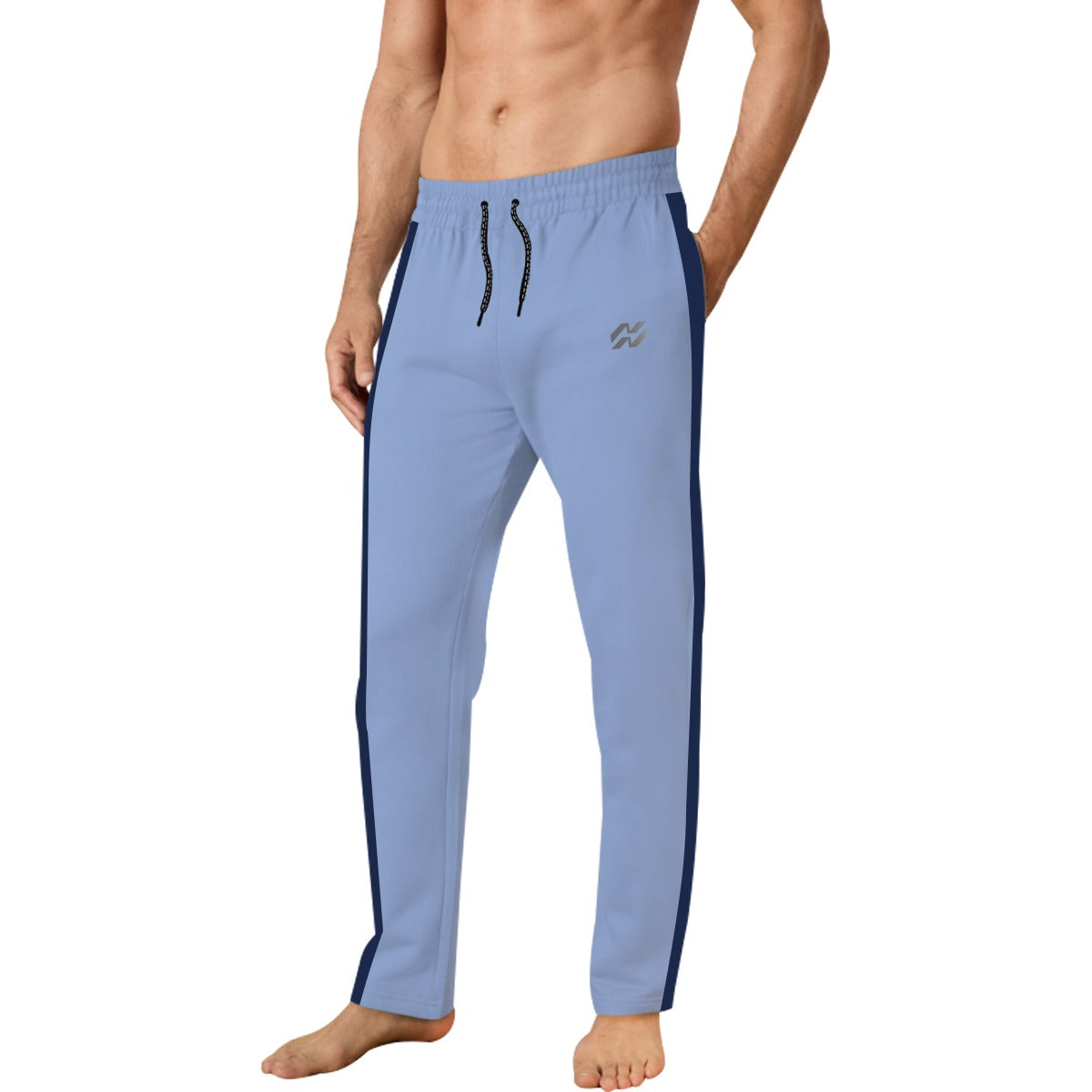 Men Soft Cotton Relax Fit Panel Trouser - Sky Blue