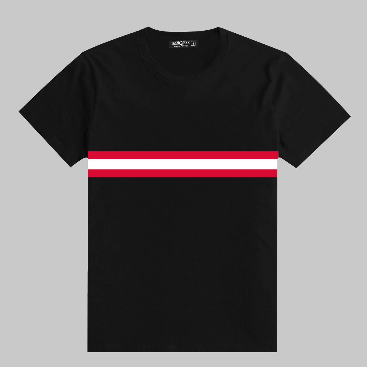 Men Chest Fashion Ribbon Tee Shirt - Black