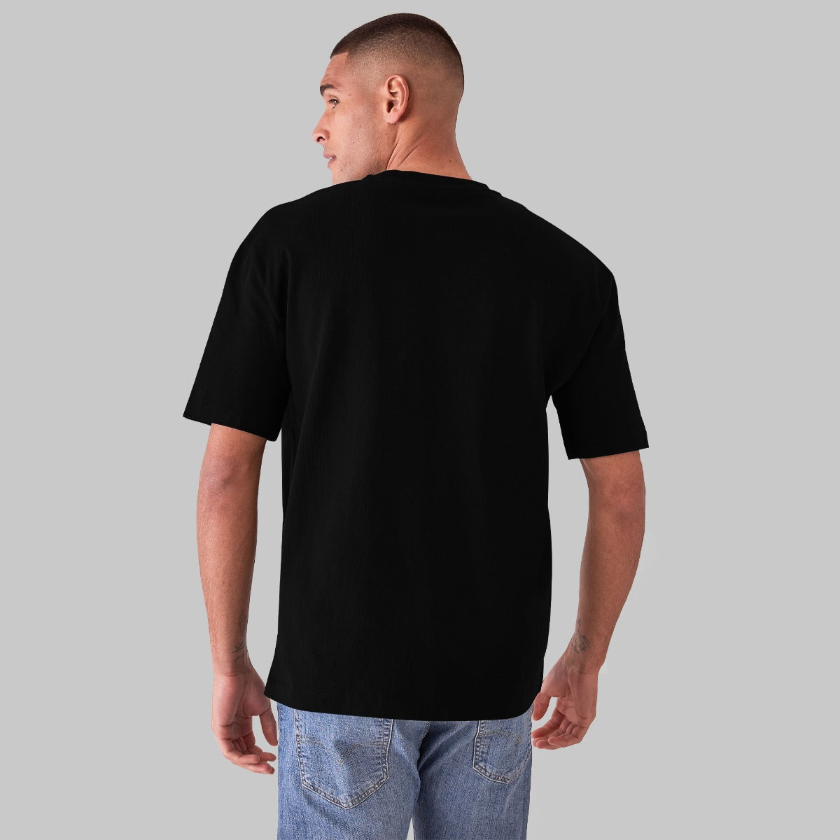 Men Chest Fashion Ribbon Tee Shirt - Black