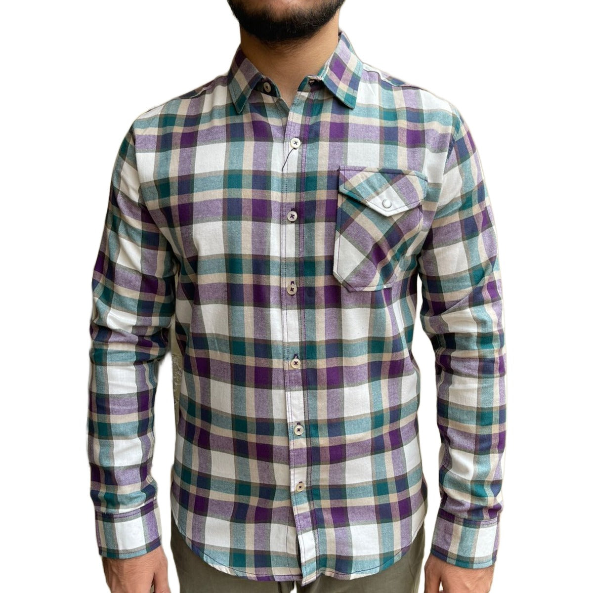 Men's Combination Check Winter Casual Shirt